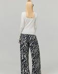 0122stepll Zebra Plush Drawstring Wide Leg Pants