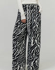 0122stepll Zebra Plush Drawstring Wide Leg Pants