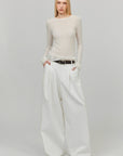 0122stepll Sheer Mohair Slim Long Sleeve Knit Top