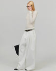 0122stepll Sheer Mohair Slim Long Sleeve Knit Top