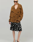 0122stepll Vintage Suede Oversized Double Breasted Belted Trench Jacket