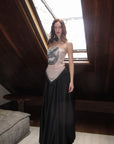 0122stepll Sculpted Asymmetrical Tube Top with Graphic Print