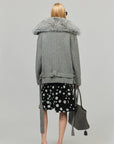 0122stepll Plush Wool Collar Belted Knit Jacket