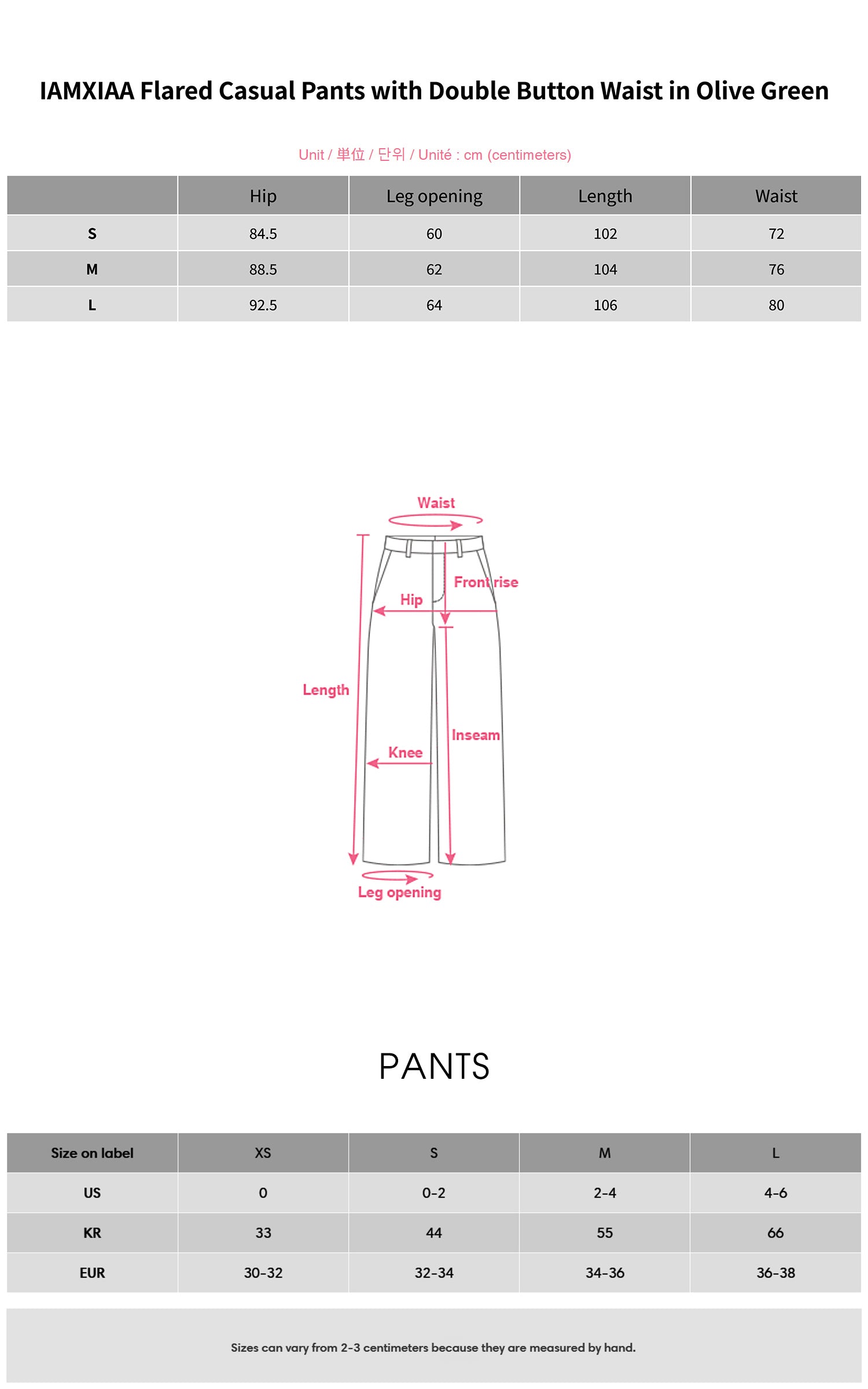 IAMXIAA Flared Casual Pants with Double Button Waist in Olive Green