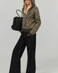 0122stepll Leopard Jacquard Hooded Knit Zip-Up Jacket