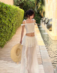 DreamyNerd Off-Shoulder Ruffle Strap Top & Flowing Skirt Set - PINKPARKS
