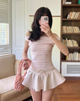 DreamyNerd Layered Ruffle Hem Mini Skirt - PINKPARKS