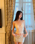 DreamyNerd Silver Sequin Knit Mini Skirt - PINKPARKS