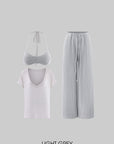 Rase le sol Striped Halter Bra and Relaxed Draped Lounge Pants Set