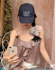 Hydrae Sheer Striped Ruffle Asymmetric Cami Top