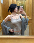 Hydrae Soft Sheer Knit Camisole & Low-Rise Floor-Length Column Skirt Two-Piece Set
