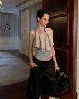 0122stepll Low-Rise Belted Wide-Leg Capri Pants