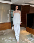 0122stepll Pleated Tube Top & Long Skirt Set