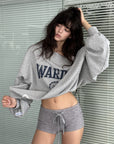 WARDEN EDGE Cable Knit Mini Shorts with Drawstring Waist