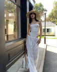 0122stepll Sheer Knit Drawstring Wide-Leg Pants