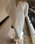 0122stepll Oversized Sweater & Sculpted Hem Midi Skirt Set