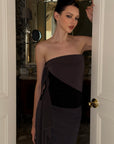 0122stepll Ensemble haut tube drapé asymétrique & jupe longue