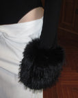 0122stepll Faux Fur Collar Plunge Bodysuit