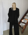 0122stepll Oversized Pinstripe Blazer & Wide-Leg Pants Set