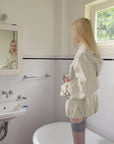 0122stepll Hooded Belted Trench Jacket