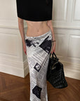 0122stepll Newspaper Print Low-Rise Maxi Skirt