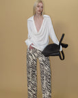 0122stepll Draped Cowl Neck Knit Long Sleeve Top