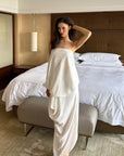 0122stepll Draped Strapless Top & Ruched Maxi Skirt Set