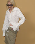 0122stepll Belted Bustier Vest & Relaxed Shirt Set