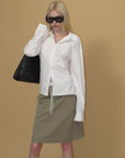 0122stepll Belted Bustier Vest & Relaxed Shirt Set