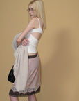 0122stepll Two-Piece Layered Lace Midi Skirt