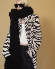 0122stepll Zebra Faux Fur Long Coat