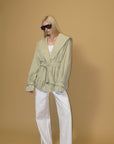 0122stepll Hooded Belted Trench Jacket