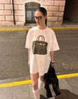 0122stepll T-shirt oversize à imprimé sac