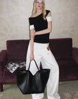 0122stepll Contrast Deconstructed Off-Shoulder Knit Top
