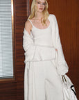 0122stepll Cloud Knit Cardigan, Cami & Wide-Leg Pants Set