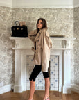 0122stepll Oversized Belted Short Trench Coat