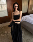 0122stepll Leopard Trim Slim Fit Spaghetti Strap Cami Top