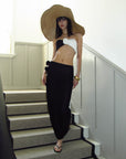 0122stepll Ensemble Bandeau Rose Contrasté & Jupe Longue