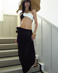 0122stepll Ensemble Bandeau Rose Contrasté & Jupe Longue