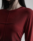 DOINDULGE Asymmetric Draped Long Sleeve Top with Ombre Dye and Stud Detail