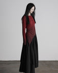 DOINDULGE Asymmetric Draped Long Sleeve Top with Ombre Dye and Stud Detail