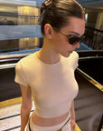 0122stepll Sheer Knit Maxi Skirt & Baby Tee Set