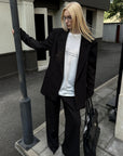 0122stepll Oversized Pinstripe Blazer & Wide-Leg Pants Set