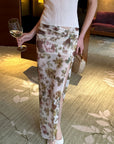 0122stepll Floral Twist Mesh Maxi Skirt