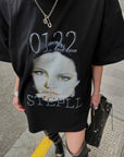 0122stepll Graphic Face Oversized T-Shirt