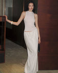 0122stepll Pleated Tube Top & Long Skirt Set