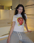 0122stepll Plaid Wide-Leg Drawstring Pants