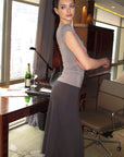 0122stepll Draped Ruched Slim Fit Top