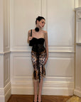 0122stepll Wild Instinct Leopard Ruffle Midi Skirt
