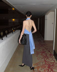 0122stepll Striped Halter Draped Top Vest